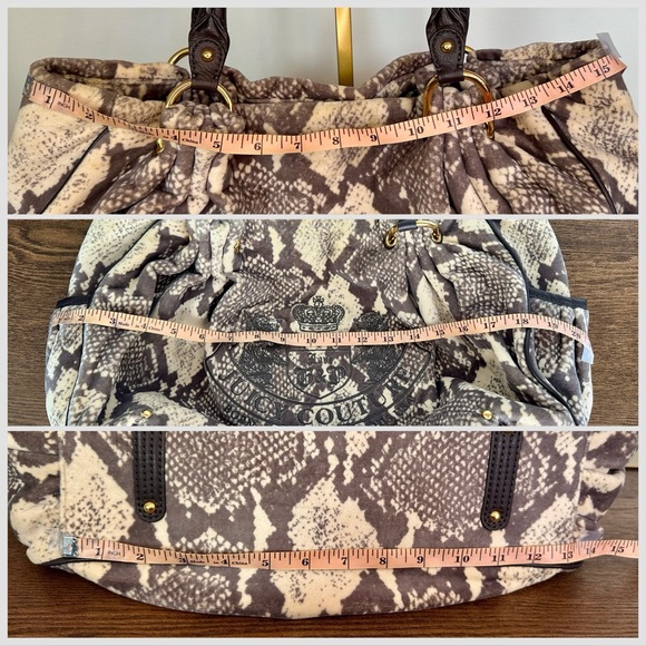 Juicy Couture Snakeskin Print Hobo Velour Bag